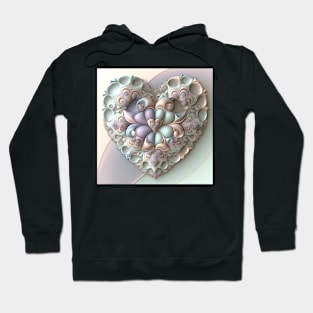 A Fractal Design in A Heart Motif Hoodie